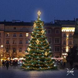 LED světelná sada na stromy vysoké 9-11m, teplá bílá s Flash, dekory EFD10WS2