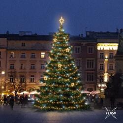 LED světelná sada na stromy vysoké 9-11m, teplá bílá s Flash, dekory EFD12W