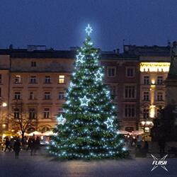 LED světelná sada na stromy vysoké 9-11m, ledová bílá s Flash, dekory 8EFD13