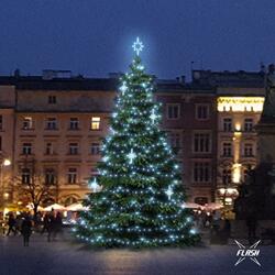 LED světelná sada na stromy vysoké 9-11m, ledová bílá s Flash, dekory EFD15S2