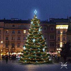 LED světelná sada na stromy vysoké 9-11m, teplá bílá s Flash, ledové dekory EFD15S2