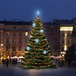 LED světelná sada na stromy vysoké 6-8m, teplá bílá s ledově bílými dekory EFD01