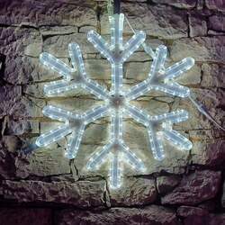 DecoLED LED světelná vločka V, závěsná 3D tisk, pr. 67 cm, ledově bílá
