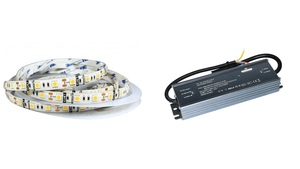 LED pásek SL60 14,4W/m studená bílá 12V IP65 10m + LED zdroj LED zdroj 0-200W 12V IP67