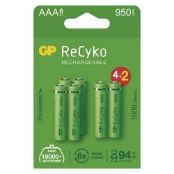 EMOS Nabíjecí baterie GP ReCyko 1000 AAA (HR03), 6 ks B2111V