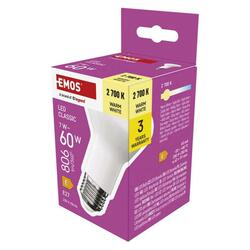 EMOS LED žárovka Classic R63 / E27 / 7 W (60 W) / 806 lm / teplá bílá ZQ7E41