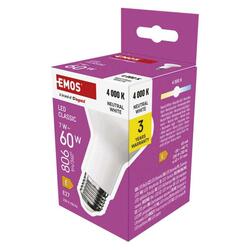 EMOS LED žárovka Classic R63 / E27 / 7 W (60 W) / 806 lm / neutrální bílá ZQ7E43