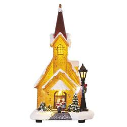 EMOS LED zasněžený vánoční kostel, 26 cm, 3x AA, vnitřní, teplá bílá DCLW12