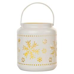 EMOS LED dekorace - lucerna s vločkami kovová bílá, 14 cm, 3x AAA, vnitřní, vintage DCLV11