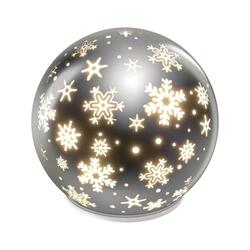 EMOS LED vánoční skleněná koule - vločky, 12 cm, 3x AA, vnitřní, teplá bílá, časovač DCLW28
