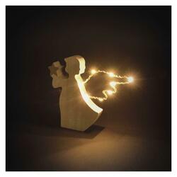 EMOS LED dekorace dřevěná - anděl, 13 cm, 2x AAA, vnitřní, teplá bílá, časovač DCWW43