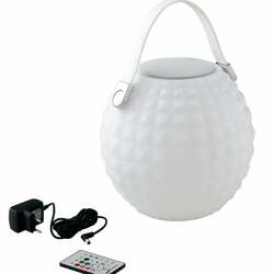Nabíjecí venkovní lampa Geco, bílá, LED 3 W, 240 lm, RGBW, stmívatelná, IP44, s reproduktorem a Bluetooth, vč. dálkového ovladač