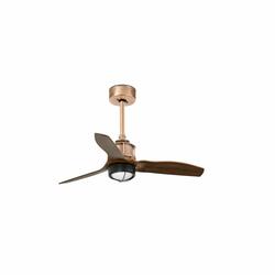 FARO JUST FAN XS LED, měď/dřevo, stropní ventilátor 81cm