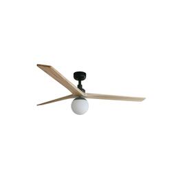 FARO KLIM L stropní ventilátor, černá/světlý dub DC E27