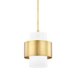 HUDSON VALLEY závěsné svítidlo CORINTH ocel/sklo staromosaz/opál E27 1x13W 8611-AGB-CE