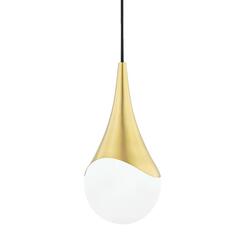 HUDSON VALLEY závěsné svítidlo ARIANA ocel/sklo staromosaz/opál E27 1x60W H375701S-AGB-CE