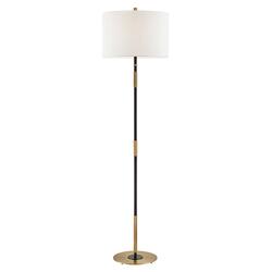 HUDSON VALLEY stojací lampa BOWERY mosaz/textil starobronz/bílá E27 1x20W L3724-AOB-CE