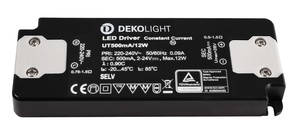 Deko-Light LED-napájení FLAT, CC, UT500mA/12W konstantní proud 500 mA IP20 2-24V DC 1,00-12,00 W 862225