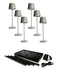 Deko-Light nabíjecí svítidlo LED sada Canis Gastro M zelená 6ks + nabíjecí základna 620236