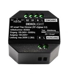 Deko-Light stmívač, RF-smart, 230V, 300W, IP20 RF / Zigbee 3.0 / Intelli-Push / triak 843503