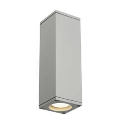 BIG WHITE THEO, venkovní nástěnné svítidlo, QPAR51, IP44, hranaté, up/down, stříbrošedé, max. 70 W 229532