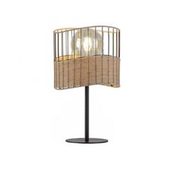 LEUCHTEN DIREKT stolní lampa z černého kovu a dřeva v rustikálním vintage stylu