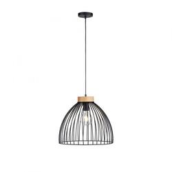 LEUCHTEN DIREKT závěsné svítidlo LAMI 1 ramenné, dřevo, černá, kovové stínítko, industriální styl