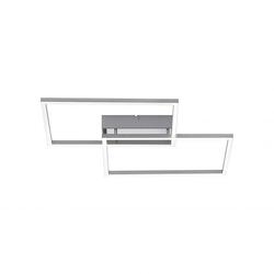 LEUCHTEN DIREKT LED stropní svítidlo hranaté v barvě oceli, 2-ramenné a stmívatelné s možností změny teploty barvy dálkovým ovladačem 2700-5000K