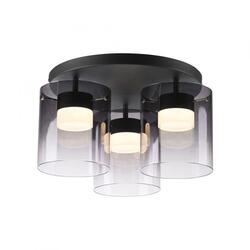 JUST LIGHT LED stropní svítidlo černé kouřové sklo do ložnice, krokově stmívatelné 3000K
