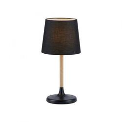 LEUCHTEN DIREKT is JUST LIGHT Stolní lampa, látkové stínidlo, černá, dřevo, jednoduché, nadčasové 14423-18