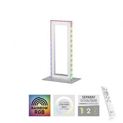 LEUCHTEN DIREKT LED stolní lampa, stříbrná barva, šňůrový vypínač, Rainbow RGB, dálkový ovladač RGB+2700-5000K