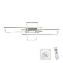 LEUCHTEN DIREKT is JUST LIGHT LED stropní svítidlo stříbrná barva 99x69cm, hranaté, stmívatelné, downlight+sidelight 2700-5000K