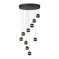 JUST LIGHT Kolekce Schöner Wohnen LED závěsné svítidlo LINI černé, 10-ramenné, stmívatelné, krokově stmívatelné 3000K