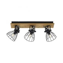 LEUCHTEN DIREKT is JUST LIGHT stropní svítidlo přírodní dřevo černá 3 ramenné otočné industriální design LD 15119-18
