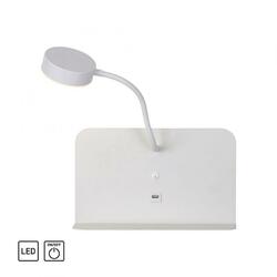 LEUCHTEN DIREKT LED nástěnné svítidlo bílé, USB, otočné, šňůrový vypínač 3000K