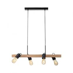 LEUCHTEN DIREKT závěsné svítidlo CANOP, černá, 4 ramenné, dřevo, kov, industriální design