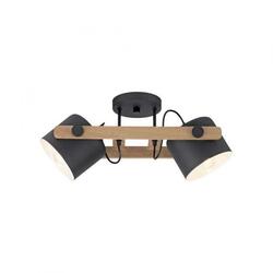 LEUCHTEN DIREKT stropní svítidlo, černá, dřevo, železo, industriální design, 2 ramenné