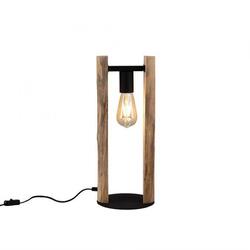 LEUCHTEN DIREKT stolní lampa, přírodní dřevo, matná černá, šňůrový vypínač, vintage, moderní