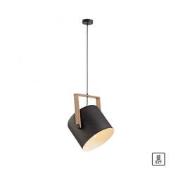 LEUCHTEN DIREKT závěsné svítidlo, černá, dřevo, železo, industriální design