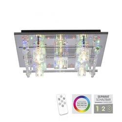LEUCHTEN DIREKT is JUST LIGHT LED stropní svítidlo KEMAL 2.0, křišťálové sklo, chrom, teplá bílá, dálkový ovladač RGB+3000K