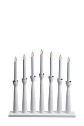 Markslöjd Maseskär dřevěný bílý vánoční svícen 7 žárovek