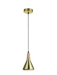 NOVA LUCE závěsné svítidlo VENANZIO mosazný kov a přírodní dřevo E14 1x5W IP20 bez žárovky 7605176