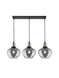 NOVA LUCE závěsné svítidlo CEDRO kouřové sklo bronz a černý kov E27 3x12W 230V IP20 bez žárovky 8436405