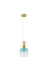 NOVA LUCE závěsné svítidlo MURANO zlatý kov lesklé světle zelené, modré a růžové sklo E14 1x5W 230V IP20 bez žárovky 9009233