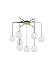 NOVA LUCE závěsné svítidlo THE EGG zlatá a matný černý kov lesklé opálové sklo G9 8x5W 230V IP20 bez žárovky 9009260