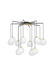 NOVA LUCE závěsné svítidlo THE EGG zlatá a matný černý kov lesklé opálové sklo G9 12x5W 230V IP20 bez žárovky 9009261
