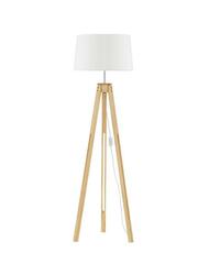 NOVA LUCE stojací lampa LE ROY bílé stínidlo přírodní dřevěná základna E27 1x12W 230V IP20 bez žárovky 9050165