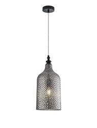 NOVA LUCE závěsné svítidlo MAROU kouřové šedé sklo matný černý kov E27 1x12W 230V bez žárovky IP20 9113711