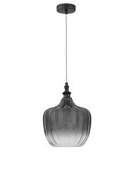 NOVA LUCE závěsné svítidlo LONI matný černý kov kouřové šedé sklo E27 1x12W 230V IP20 bez žárovky 9191242