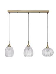 NOVA LUCE závěsné svítidlo VARIO čiré sklo a saténový zlatý kov E27 3x12W 230V IP20 bez žárovky 9191543